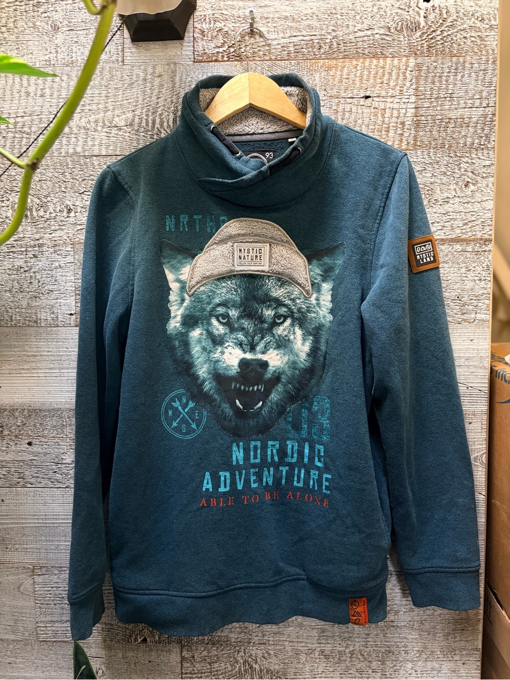 C&A | Here+There Boys Wolf "Nordic Adventure" Mixed Media Cowl Pullover - 18-20